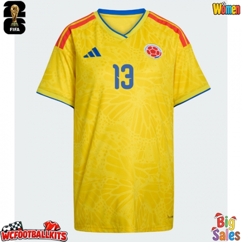 Colombia Yerry Mina #13 Replica Home Stadium Shirt for Women World Cup 2026 Short Sleeve